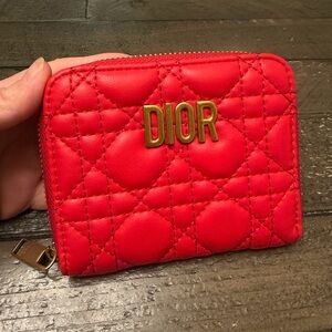 Red Quilted Wallet with Gold Accents, New